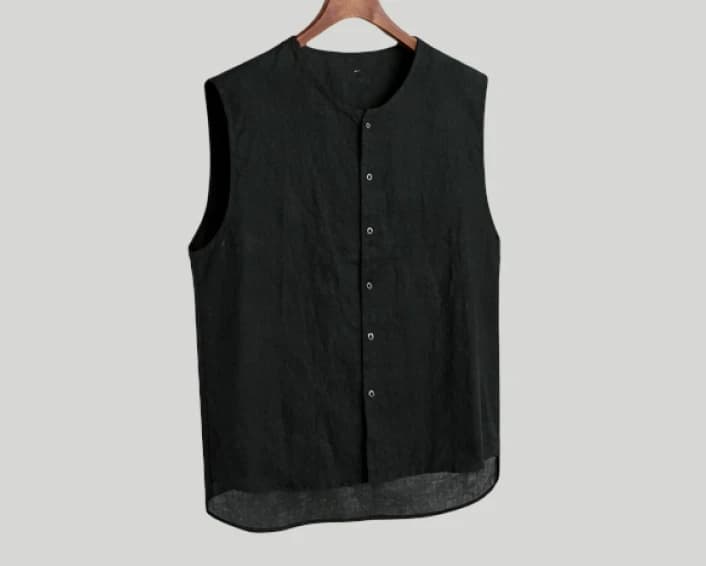 Azure Breeze Sleeveless Linen Shirt